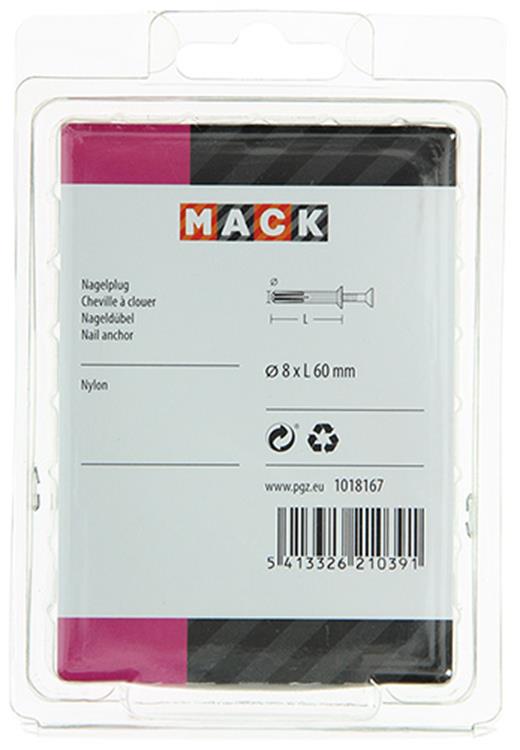 Mack 1018167 - taco clavo de nylon poliamida 25 piezas 8 x 60 mm | 3 piezas