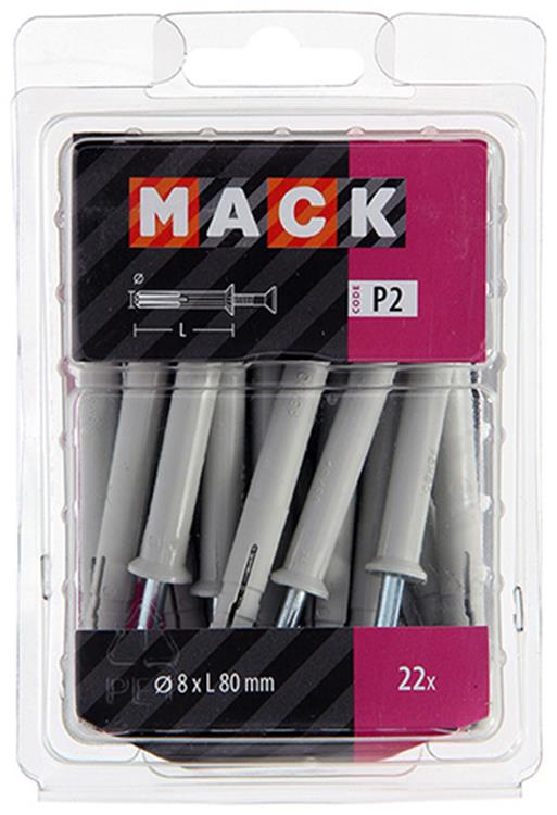 Mack 1018168 - taco clavo de nylon poliamida 22 piezas 8 x 80 mm | 3 piezas