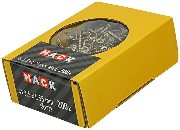 Mack 1020085 - tornillo para aglomerado con cabeza amarilla con 200 piezas 3,5 x 35 mm | 5 piezas
