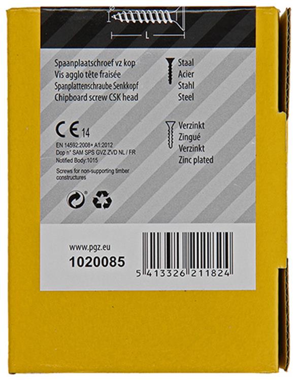 Mack 1020085 - tornillo para aglomerado con cabeza amarilla con 200 piezas 3,5 x 35 mm | 5 piezas