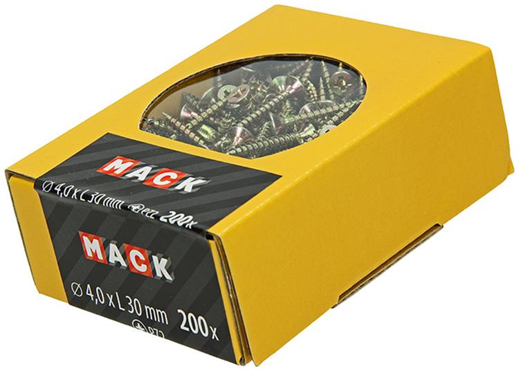 Mack 1020092 - tornillo para aglomerado con cabeza amarilla con 200 piezas 4,0 x 30 mm | 5 piezas