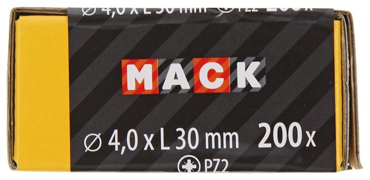 Mack 1020092 - tornillo para aglomerado con cabeza amarilla con 200 piezas 4,0 x 30 mm | 5 piezas
