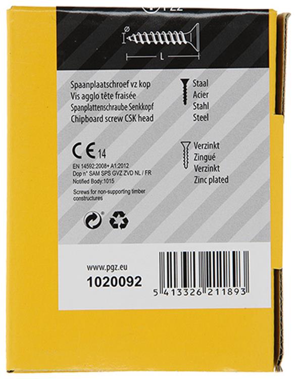 Mack 1020092 - tornillo para aglomerado con cabeza amarilla con 200 piezas 4,0 x 30 mm | 5 piezas