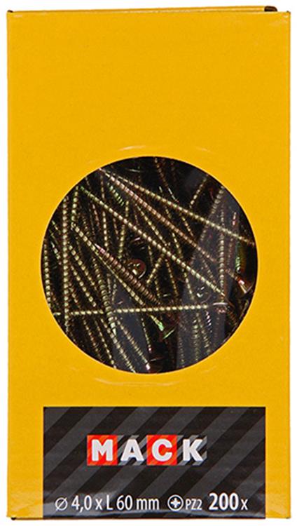 Mack 1020097 - tornillo para aglomerado con cabeza amarillo vz 200 uds 4,0 x 60 mm | 2 piezas
