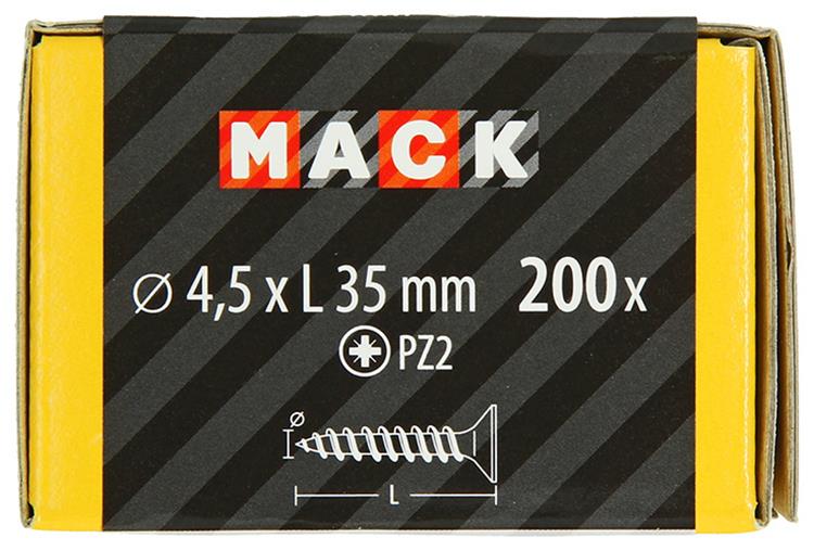 Mack 1020103 - tornillo para aglomerado con cabeza amarilla con 200 piezas 4,5 x 35 mm | 5 piezas