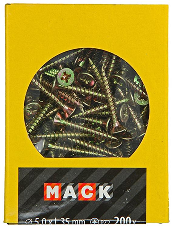 Mack 1020112 - tornillo aglomerado cabeza vz amarillo vz 200 uds 5,0 x 35 mm | 5 piezas