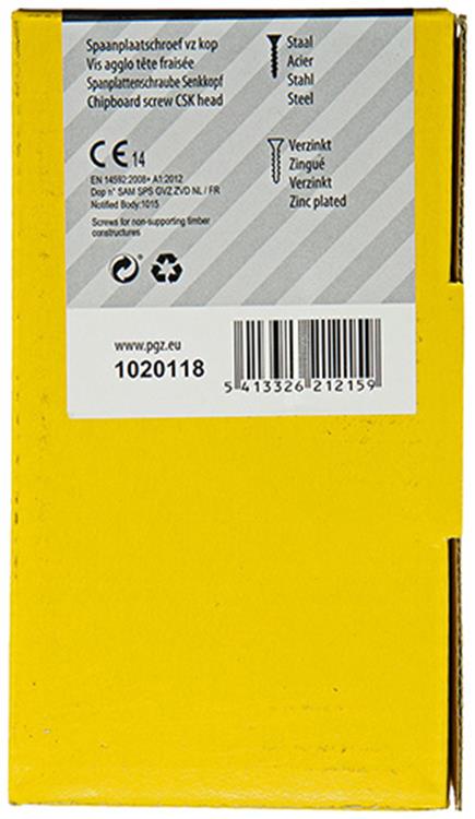 Mack 1020118 - tornillo para aglomerado con cabeza amarillo vz 100 piezas 5,0 x 80 mm | 3 piezas