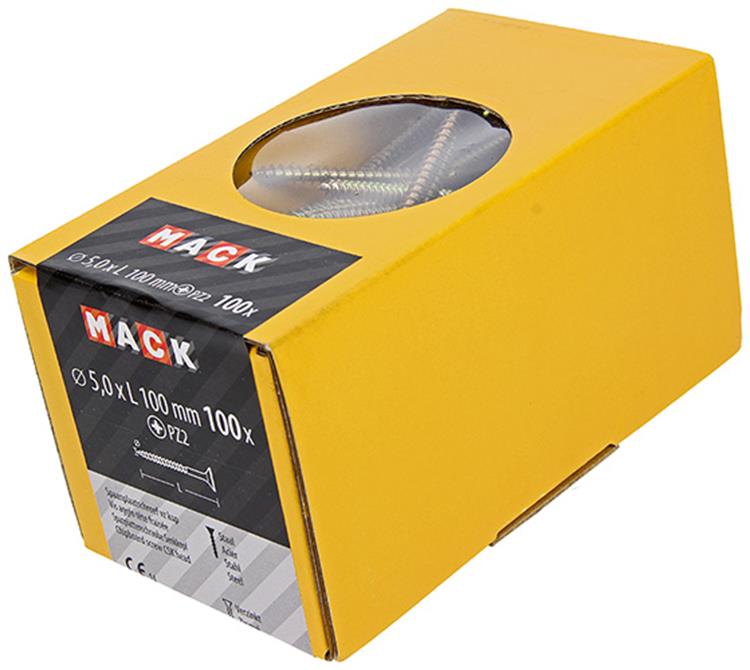 Mack 1020120 - tornillo para aglomerado con cabeza amarilla con 100 piezas 5,0 x 100 mm | 2 piezas
