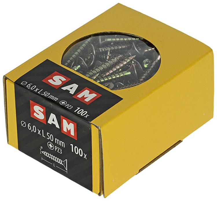 Mack 1020122 - tornillo para aglomerado con cabeza amarilla con 100 piezas 6,0 x 50 mm | 5 piezas