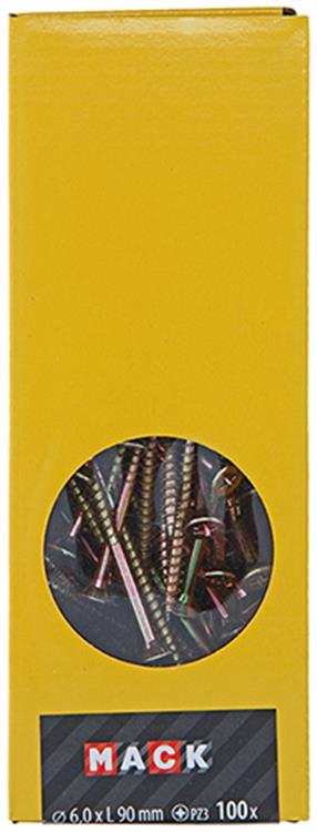 Mack 1020126 - tornillo para aglomerado con cabeza amarilla con 100 piezas 6,0 x 90 mm | 1 pieza