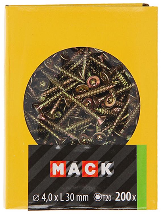 Mack 1020137 - tornillo aglomerado vz kp-autoblocantegvz 200uds 4,0 x 30 mm | 5 piezas