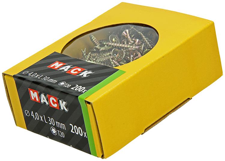 Mack 1020137 - tornillo aglomerado vz kp-autoblocantegvz 200uds 4,0 x 30 mm | 5 piezas