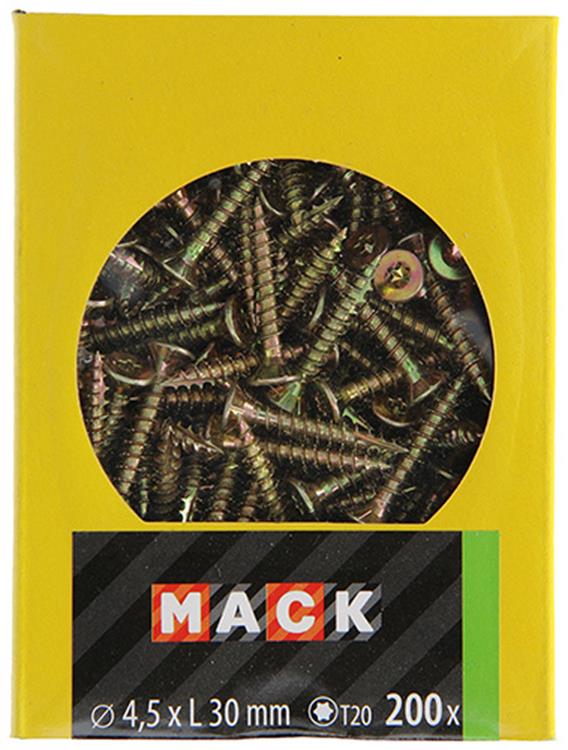 Mack 1020143 - tornillo aglomerado vz kp-autoblocantegvz 200ud 4,5 x 30 mm | 5 piezas