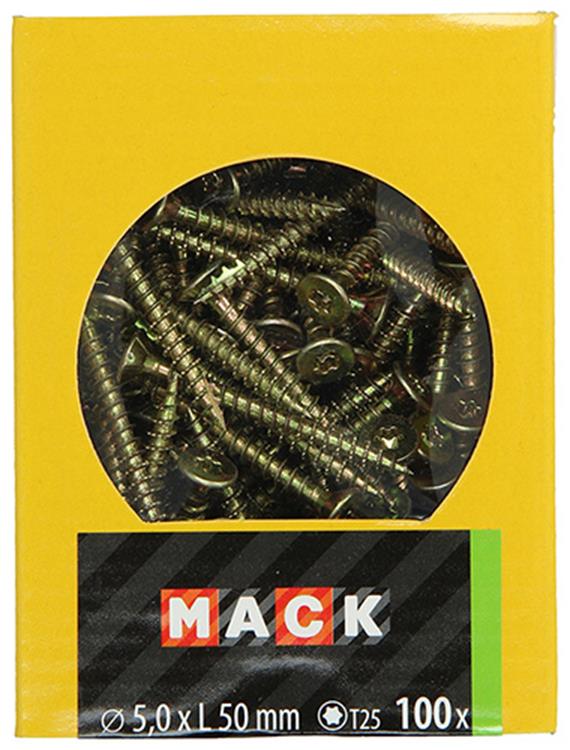Mack 1020152 - tornillo para aglomerado vz kp-autoblocantegvz 100uds 5,0 x 50 mm | 5 piezas