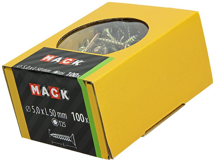 Mack 1020152 - tornillo para aglomerado vz kp-autoblocantegvz 100uds 5,0 x 50 mm | 5 piezas