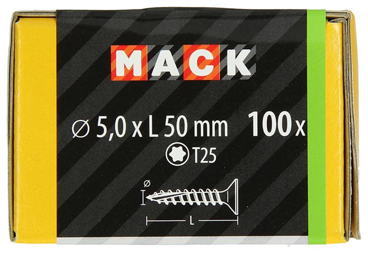 Mack 1020152 - tornillo para aglomerado vz kp-autoblocantegvz 100uds 5,0 x 50 mm | 5 piezas