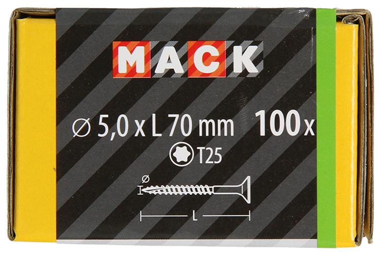 Mack 1020154 - tornillo aglomerado vz kp-autoblocantegvz 100uds 5,0 x 70 mm | 3 piezas