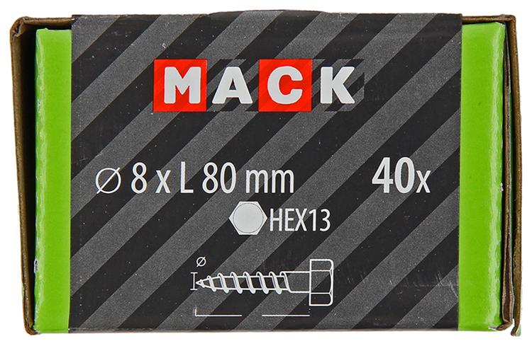 Mack 1020178 - perno rosca madera galvanizado 40 piezas 8 x 80 mm | 3 piezas