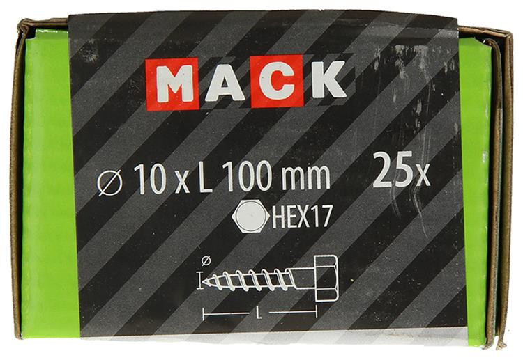 Mack 1020182 - perno roscado para madera galvanizado 25 piezas 10 x 100 mm | 3 piezas