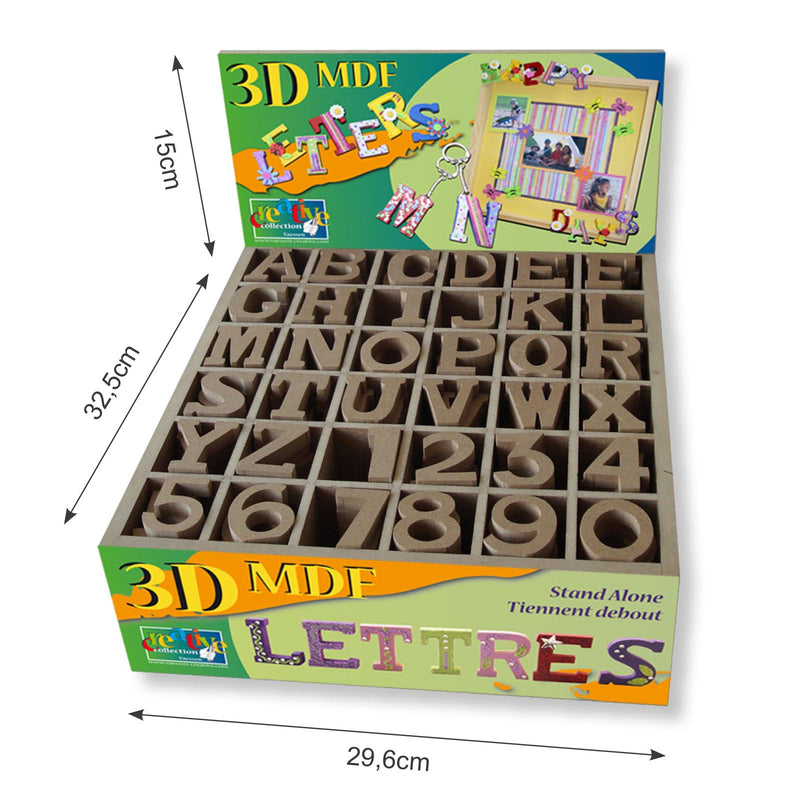 Vaessen creative • Display in MDF con numeri e lettere da 4,5 cm