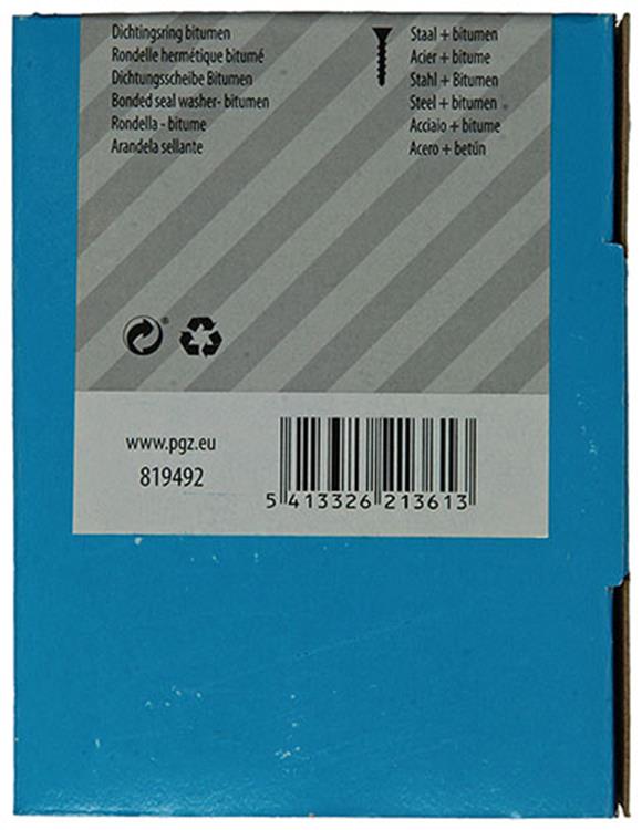 Mack 1020225 - anillo de sellado bituminoso galvanizado 100 piezas 8,0 x 30 mm | 5 piezas