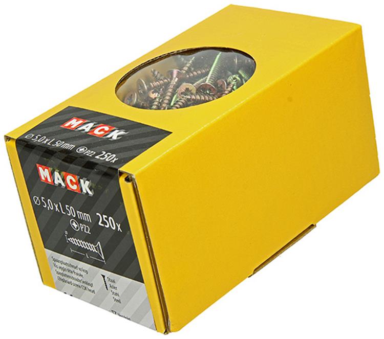 Mack 1020268 - tornillo aglomerado cabeza vz gvz 250 uds 5,0 x 50 mm | 1 pieza