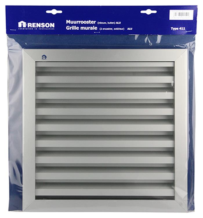 Renson 1006226 - rejilla mural empotrada 411 aluminio f1 300x300mm | 1 pieza