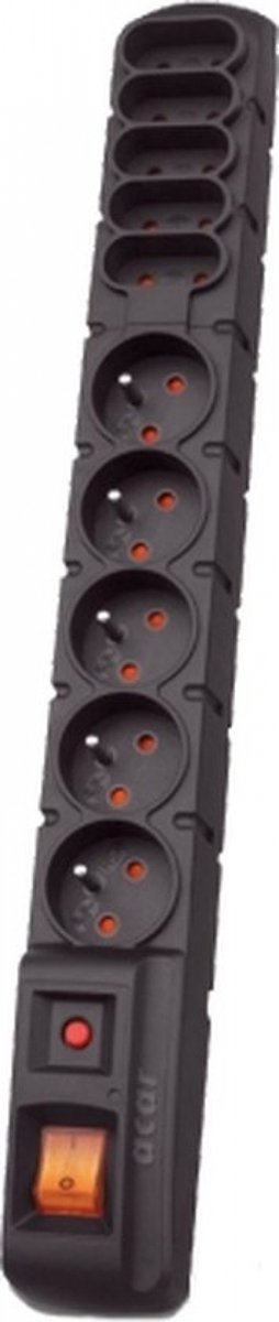 Acar serie s10 - presa con protezione da sovratensione - nera - 10 prese - cavo 3 m