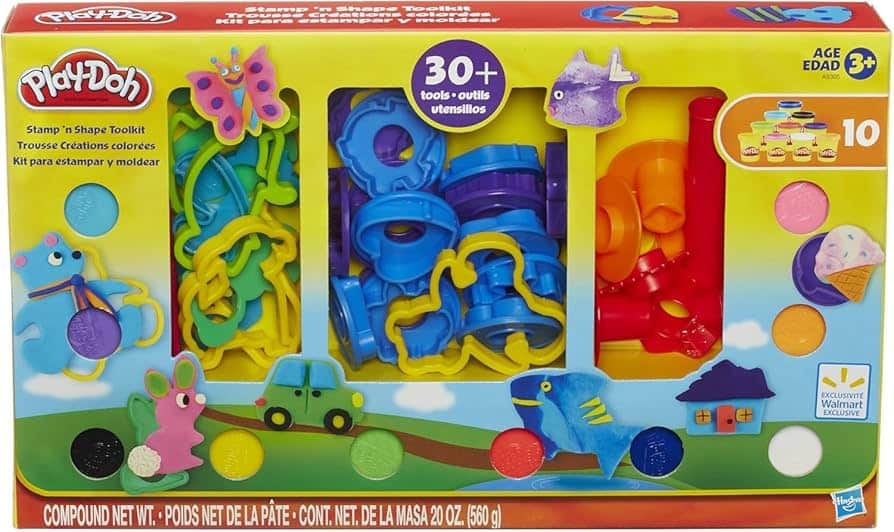 Hasbro play doh stempel- en vormgereedschapset met 10 potjes klei