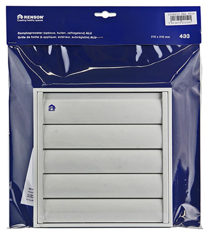 Renson 1006254 - rejilla campana extractora de superficie 433 aluminio ral 9010 210x210mm | 2 piezas
