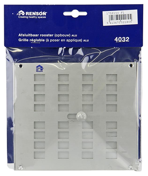 Renson 1006217 - superficie de rejilla ajustable. 4032 aluminio f1 175x150mm | 2 piezas