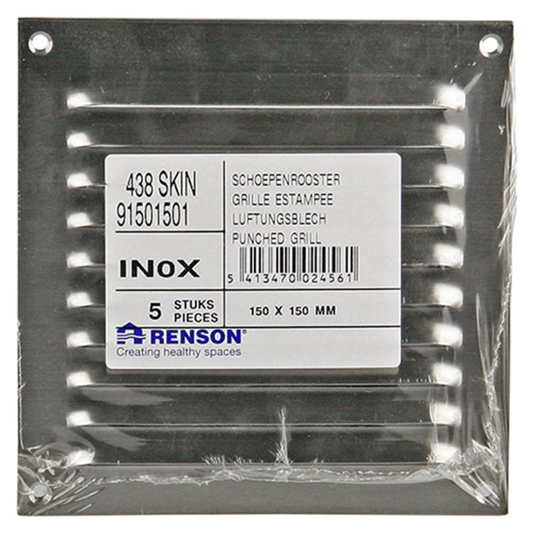 Renson 1006356 - Rejilla lama plana 438 acero inoxidable 150x150mm | 5 piezas