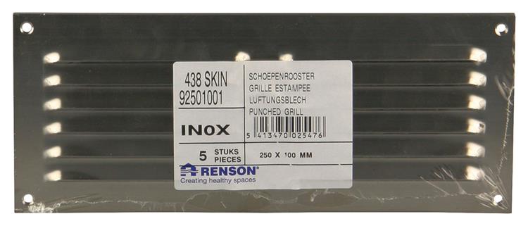 Renson 1006361 - Rejilla de lamas plana 438 acero inoxidable 250x100mm | 5 piezas