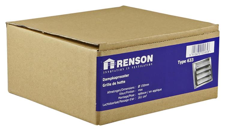 Renson 1006274 - Rejilla campana extractora empotrable acero inoxidable 633 ø150 | 2 piezas