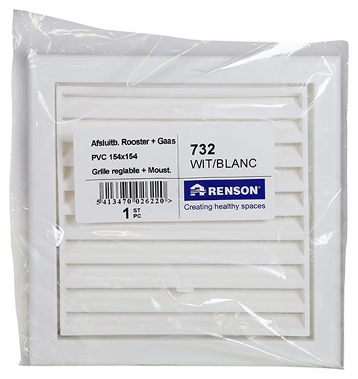 Renson 1006740 - Rejilla PVC 732 blanca 154x154mm | 1 pieza