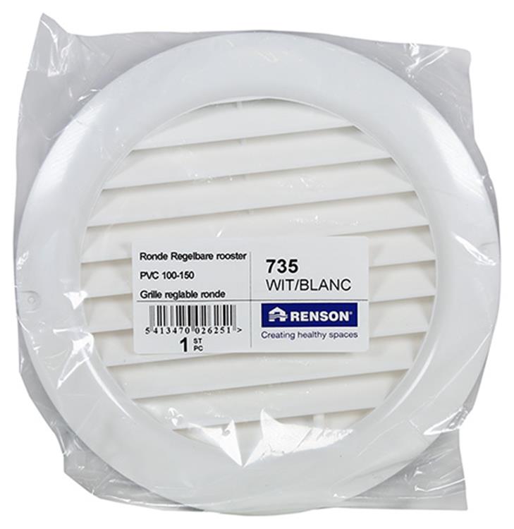 Renson 1006743 - rejilla redonda PVC735 blanca 100-150mm | 1 pieza