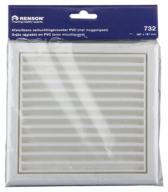 Renson 1006368 - superficie de rejilla ajustable. 732 pvcral 9010 187x187mm | 2 piezas