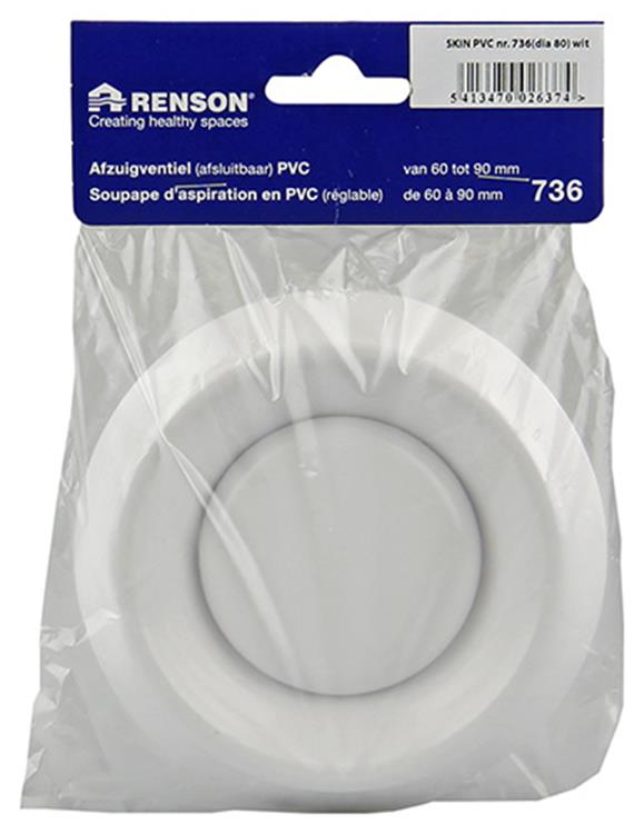 Renson 1006377 - válvula de extracción incorporada 736 PVC ø80 | 2 piezas