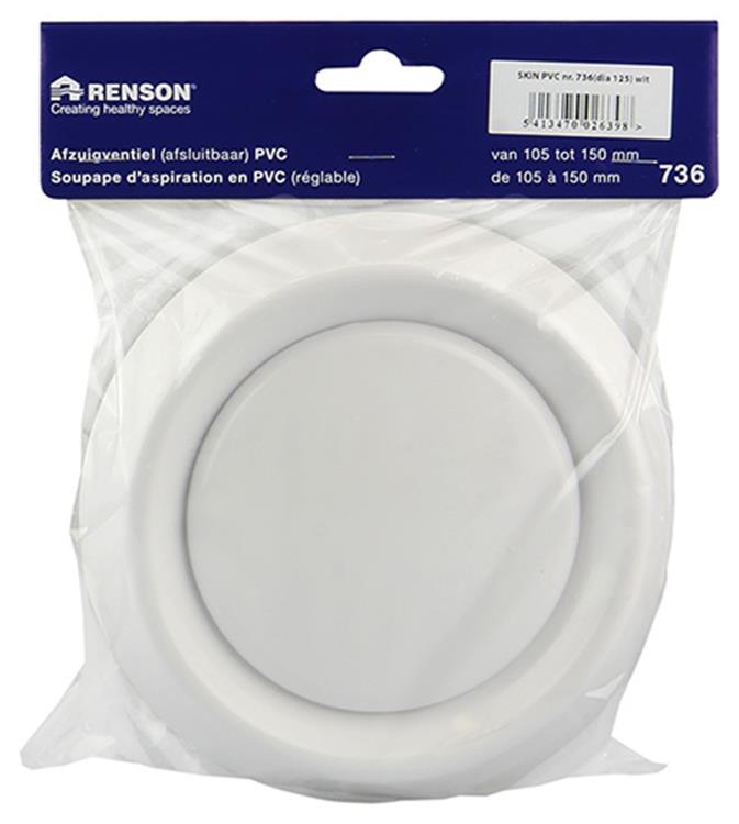 Renson 1006378 - válvula de extracción incorporada 736 PVC ø100 | 2 piezas