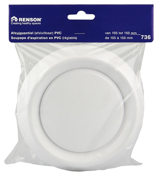 Renson 1006381 - válvula de extracción incorporada 736 dia PVC ø150 | 2 piezas