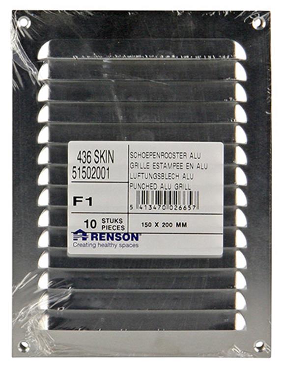 Renson 1006302 - Rejilla de lamas plana aluminio f1 150x200mm | 10 piezas