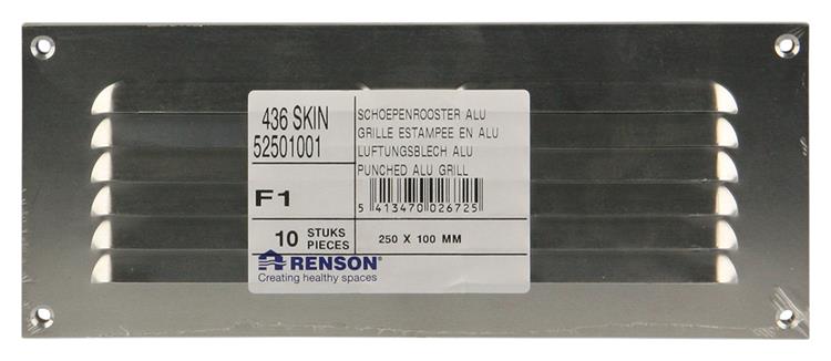 Renson 1006305 - Rejilla de lamas plana aluminio f1 250x100mm | 10 piezas