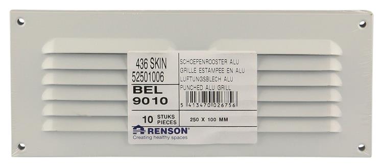 Renson 1006306 - Rejilla de lamas plana aluminio ral 9010 250x100mm | 10 piezas
