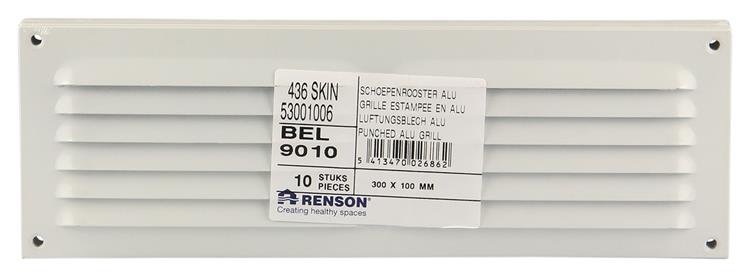 Renson 1006312 - Rejilla de lamas plana aluminio ral 9010 300x100mm | 10 piezas