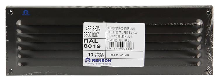 Renson 1006313 - Rejilla de lamas plana aluminio ral 8019 300x100mm | 10 piezas