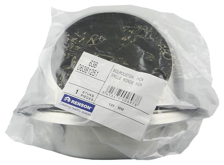 Renson 1006276 - rejilla esférica empotrada acero inoxidable 638 ø125 | 2 piezas
