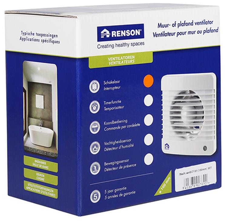 Renson 1006430 - ventilador mecánico estándar 7101 blanco ø 100 | 2 piezas