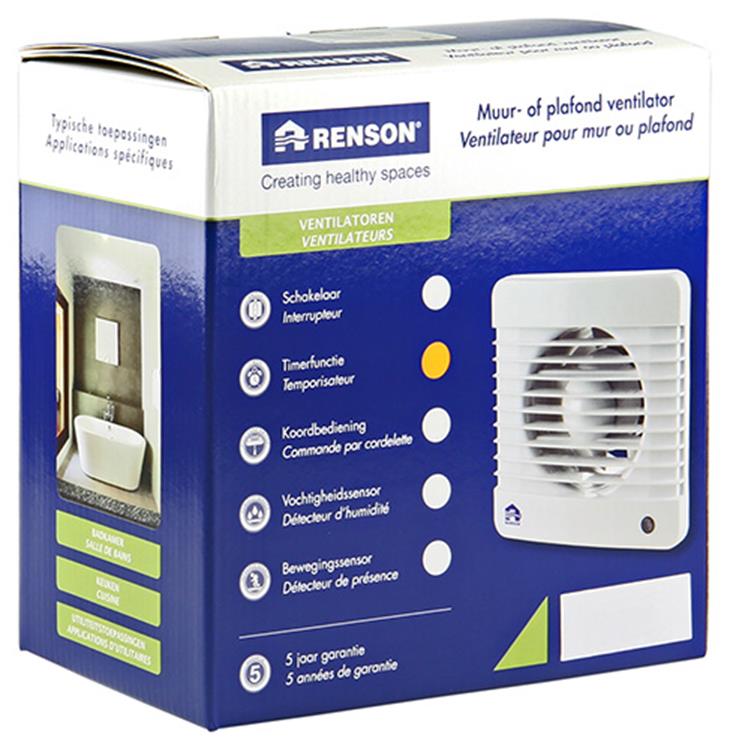 Renson 1006446 - ventilador mecánico con temporizador 7202t blanco ø 125 | 2 piezas