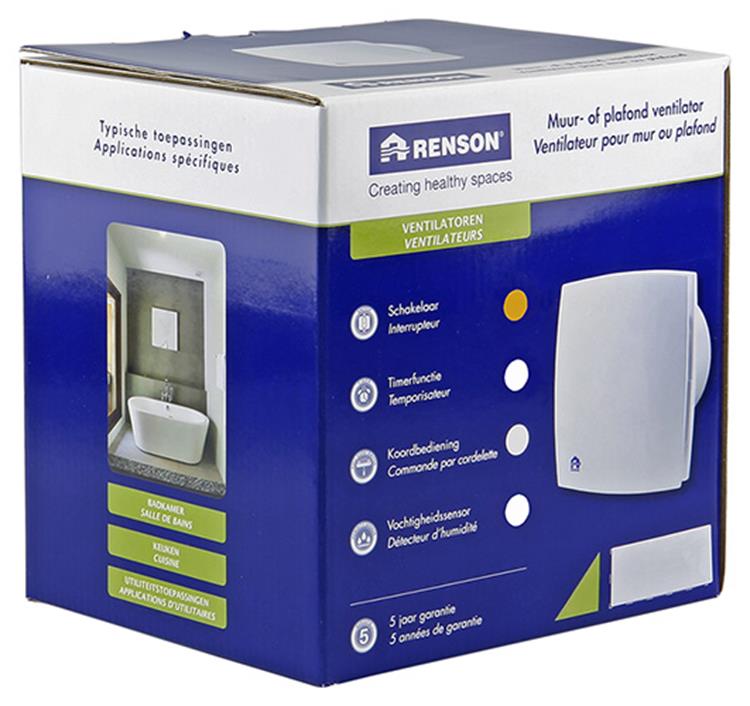 Renson 1006433 - ventilador mecánico estándar 7111 gris ø 100 | 1 pieza