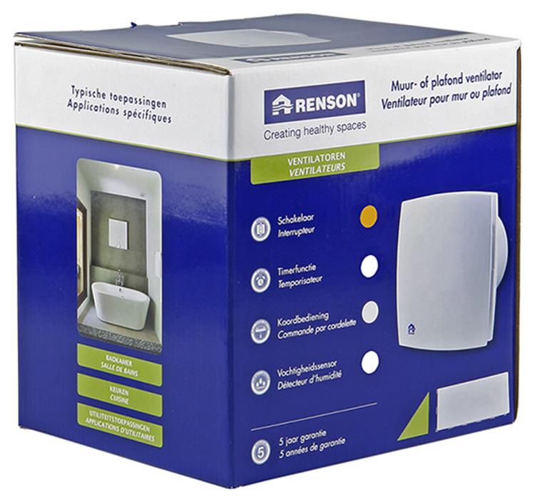 Renson 1006434 - ventilador mecánico estándar 7112 gris ø 125 | 1 pieza